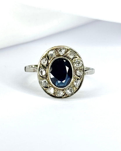 Bague Art-Déco Saphir 1.65 carat &amp; Diamants 0.30 carat "Ophélie" - Elliade Paris