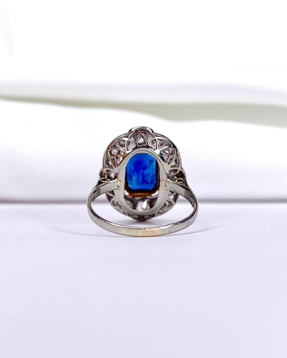 Bague Art - Déco Saphir 2.30 carats &amp; Diamants 0.70 carat "Flore" - Elliade Paris