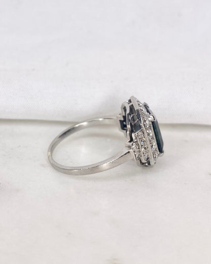 Bague Art déco Saphir 4 carats &amp; Diamants 1 carat &quot;Amy&quot; - Elliade Paris