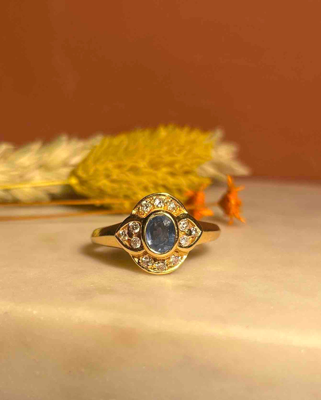 Bague Style Art-déco Saphir &amp; Diamants &quot;Cléo&quot;