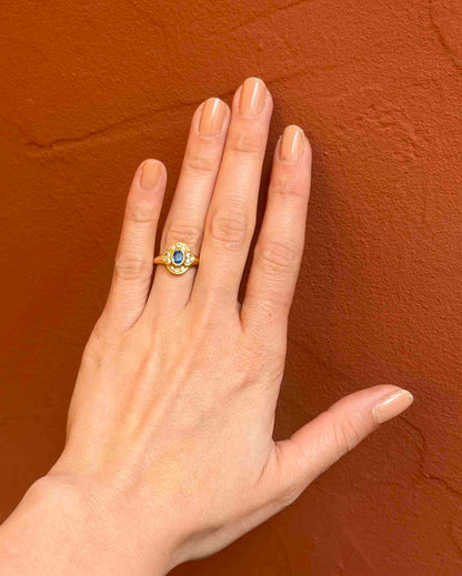 Bague Style Art-déco Saphir &amp; Diamants &quot;Cléo&quot;