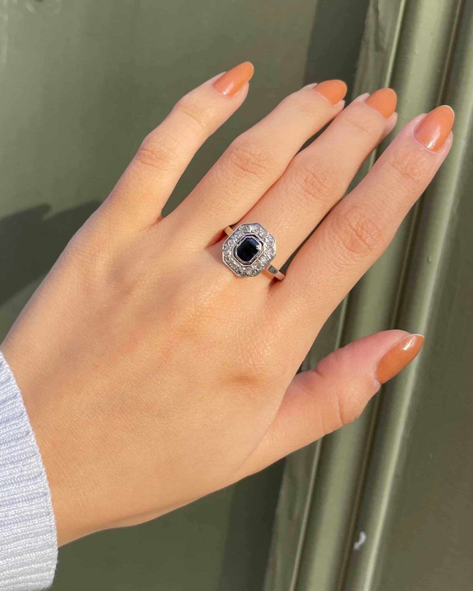 Bague Art - déco Saphir &amp; Diamants "Annabelle" - Elliade Paris