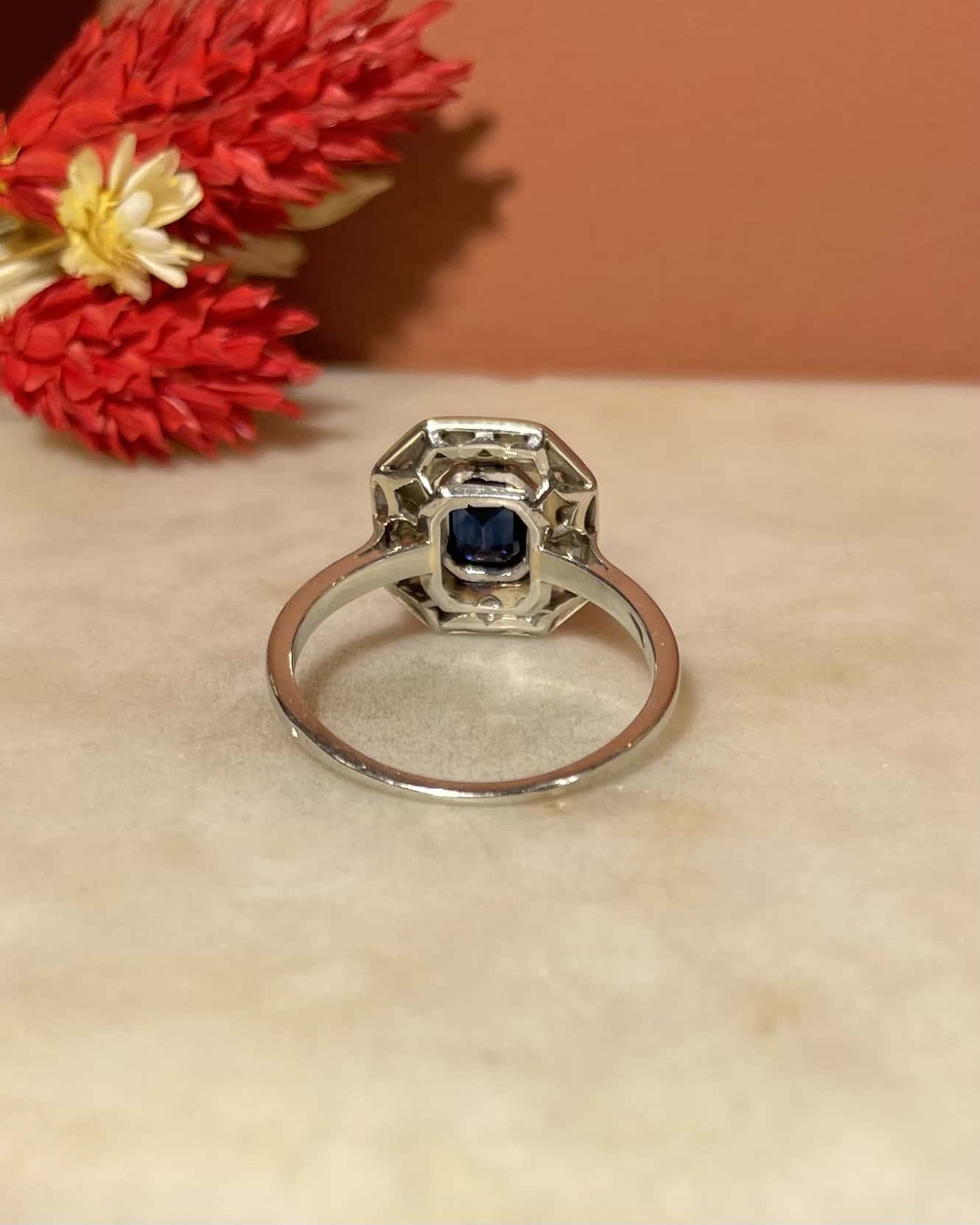 Bague Art - déco Saphir &amp; Diamants &quot;Annabelle&quot; - Elliade Paris