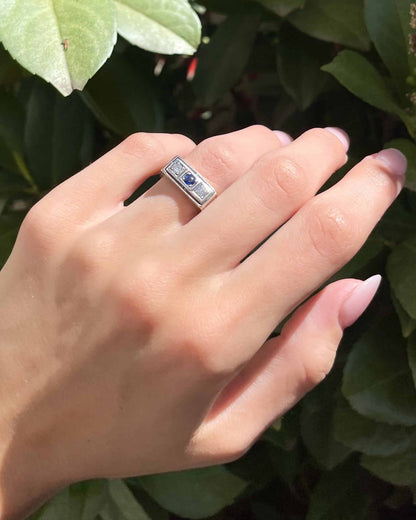Bague Art Déco Saphir &amp; Diamants &quot;Lydia&quot; - Elliade Paris