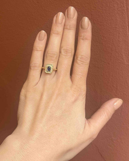 Bague Art - Déco Saphir &amp; Diamants &quot;Sophie&quot; - Elliade Paris