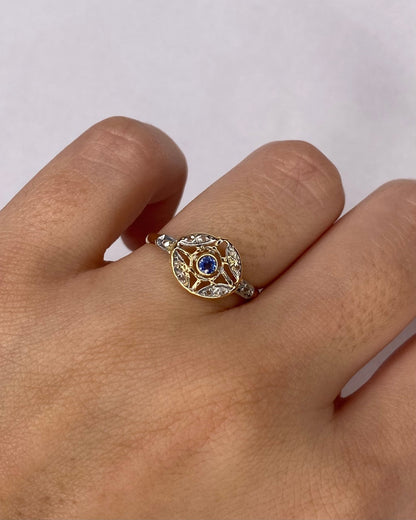 Bague Art Déco Saphir &amp; Diamants &quot;Zora&quot; - Elliade Paris