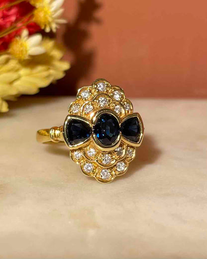Bague style Art Deco Saphirs &amp; Diamants &quot;Elsa&quot;