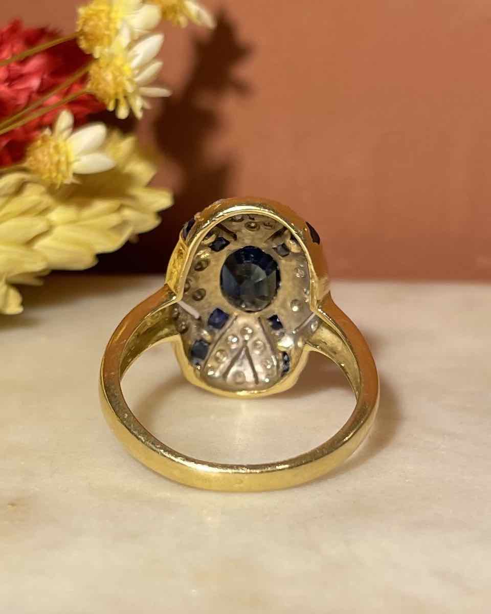 Bague Style Art-Déco Saphirs et Diamants "April"
