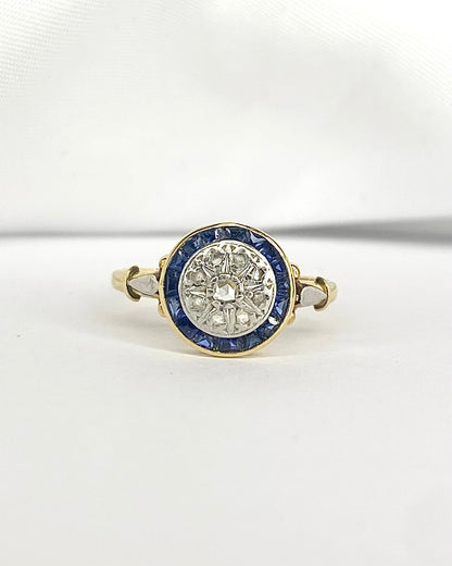 Bague Art Déco Saphirs 0.32 carat &amp; Diamants "Leonora" - Elliade Paris