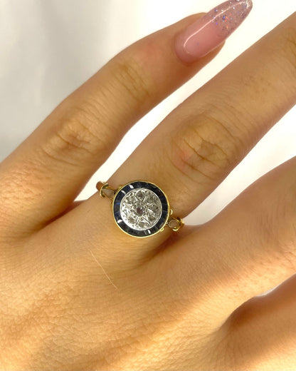 Bague Art Déco Saphirs 0.32 carat &amp; Diamants "Leonora" - Elliade Paris