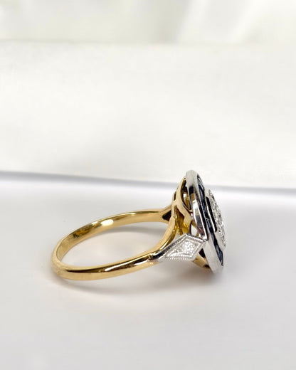 Bague Art Déco Saphirs 0.80 carat &amp; Diamants 0.36 carat "Zita" - Elliade Paris