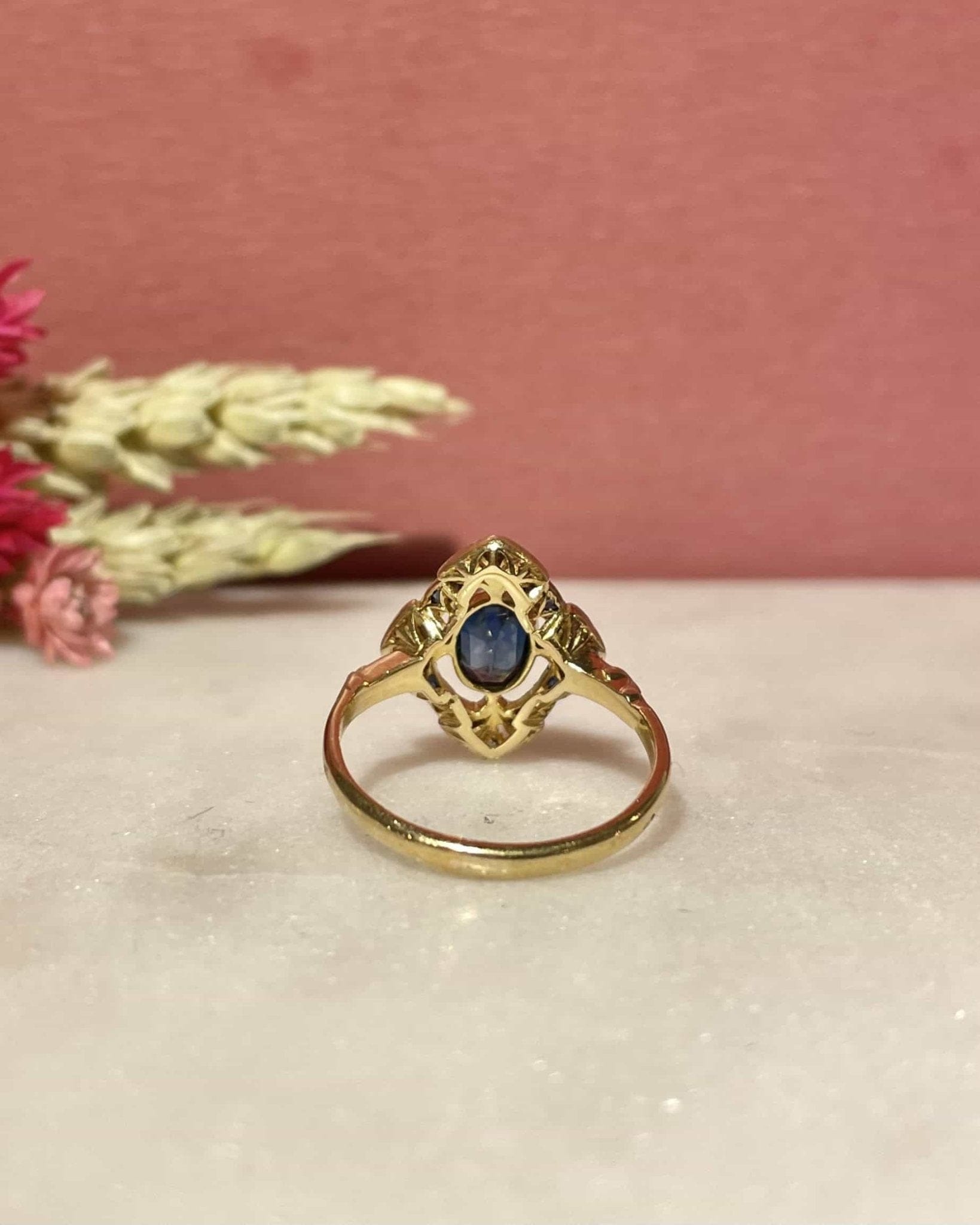 Bague Art - Déco Saphirs 1 carat &amp; Diamants "Solyana" - Elliade Paris