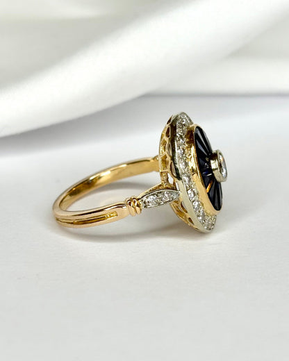 Bague Art Déco Saphirs 1.34 carat &amp; Diamants 0.63 carat "Zoé" - Elliade Paris