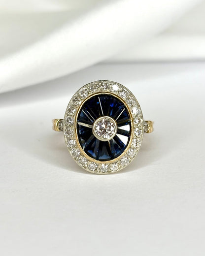 Bague Art Déco Saphirs 1.34 carat &amp; Diamants 0.63 carat "Zoé" - Elliade Paris