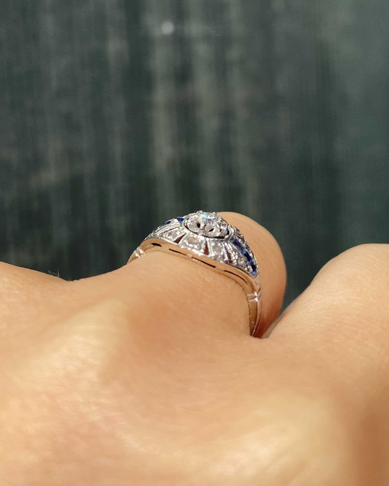 Bague Art - Déco Saphirs &amp; Diamants "Kimy" - Elliade Paris