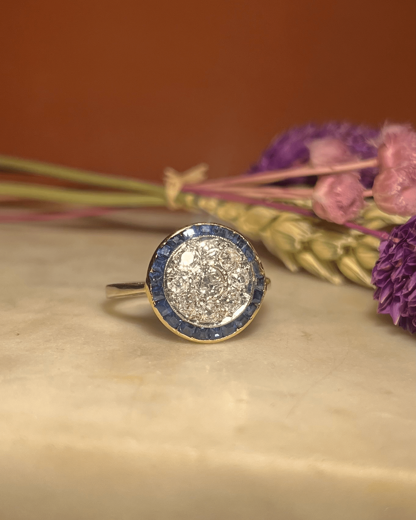 Bague Art - Déco Saphirs &amp; Diamants "Prisme" - Elliade Paris