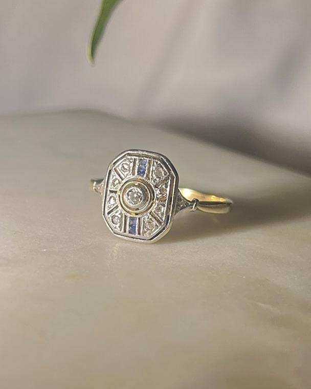 Bague Art - déco saphirs et diamants &quot;Lilo&quot; - Elliade Paris