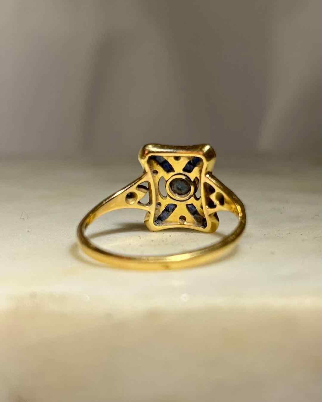 Bague Art - Déco Saphirs et Diamants &quot;Simone&quot; - Elliade Paris