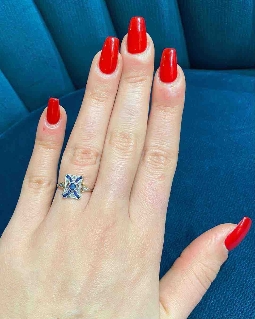 Bague Art - Déco Saphirs et Diamants &quot;Simone&quot; - Elliade Paris