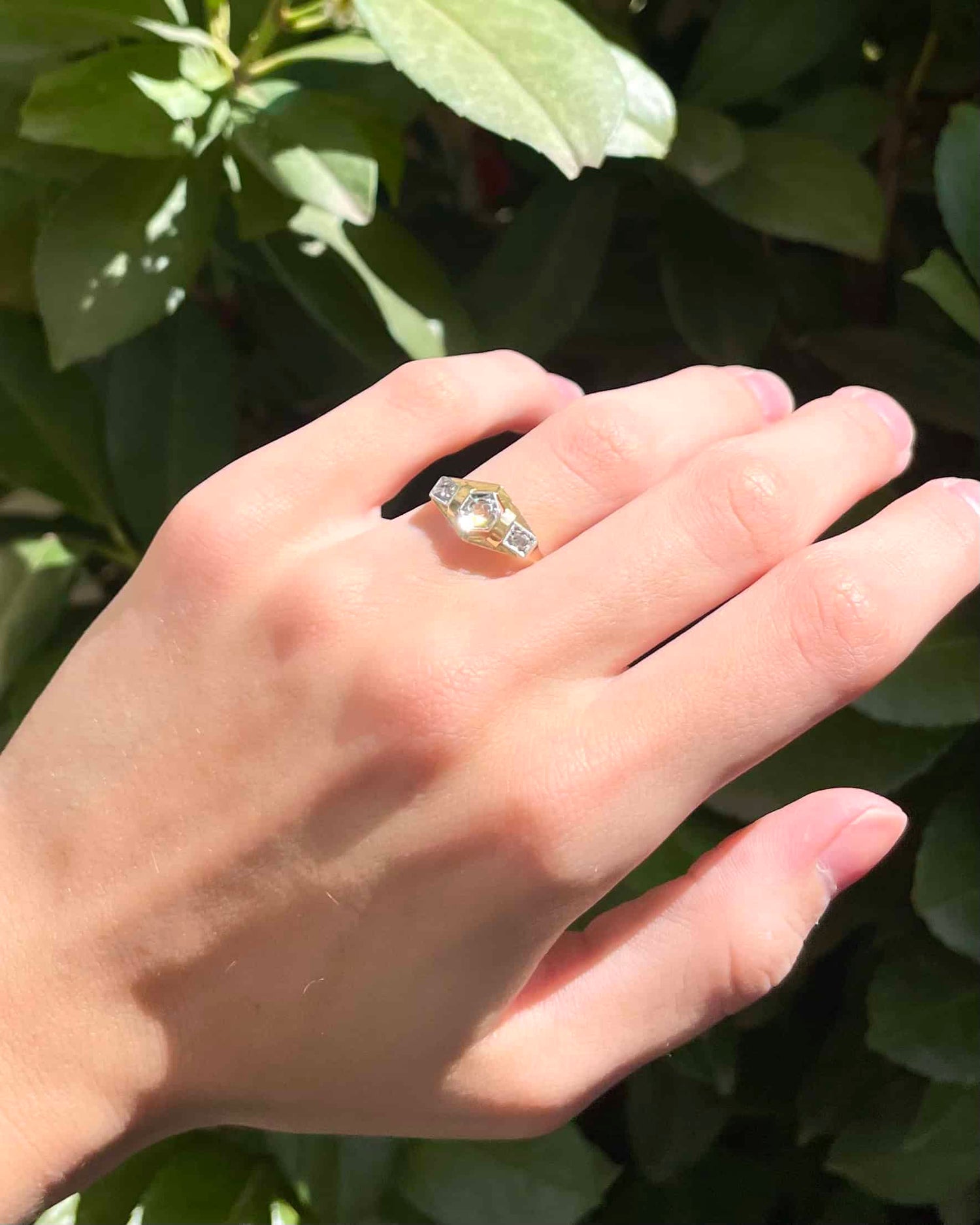 Bague Art-déco Tank Diamants &quot;Zephyra&quot;