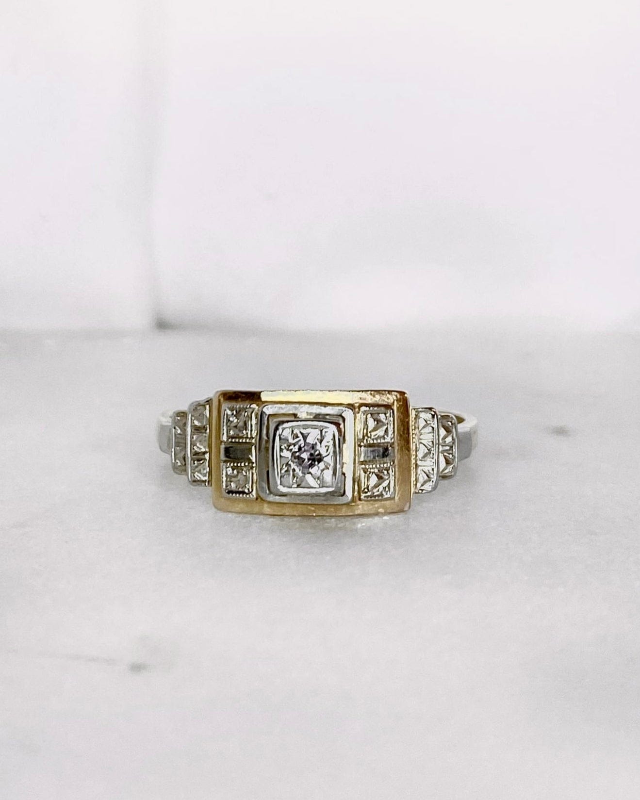Bague Art - déco Tank Diamants "Théora" - Elliade Paris