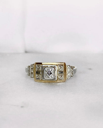 Bague Art - déco Tank Diamants &quot;Théora&quot; - Elliade Paris