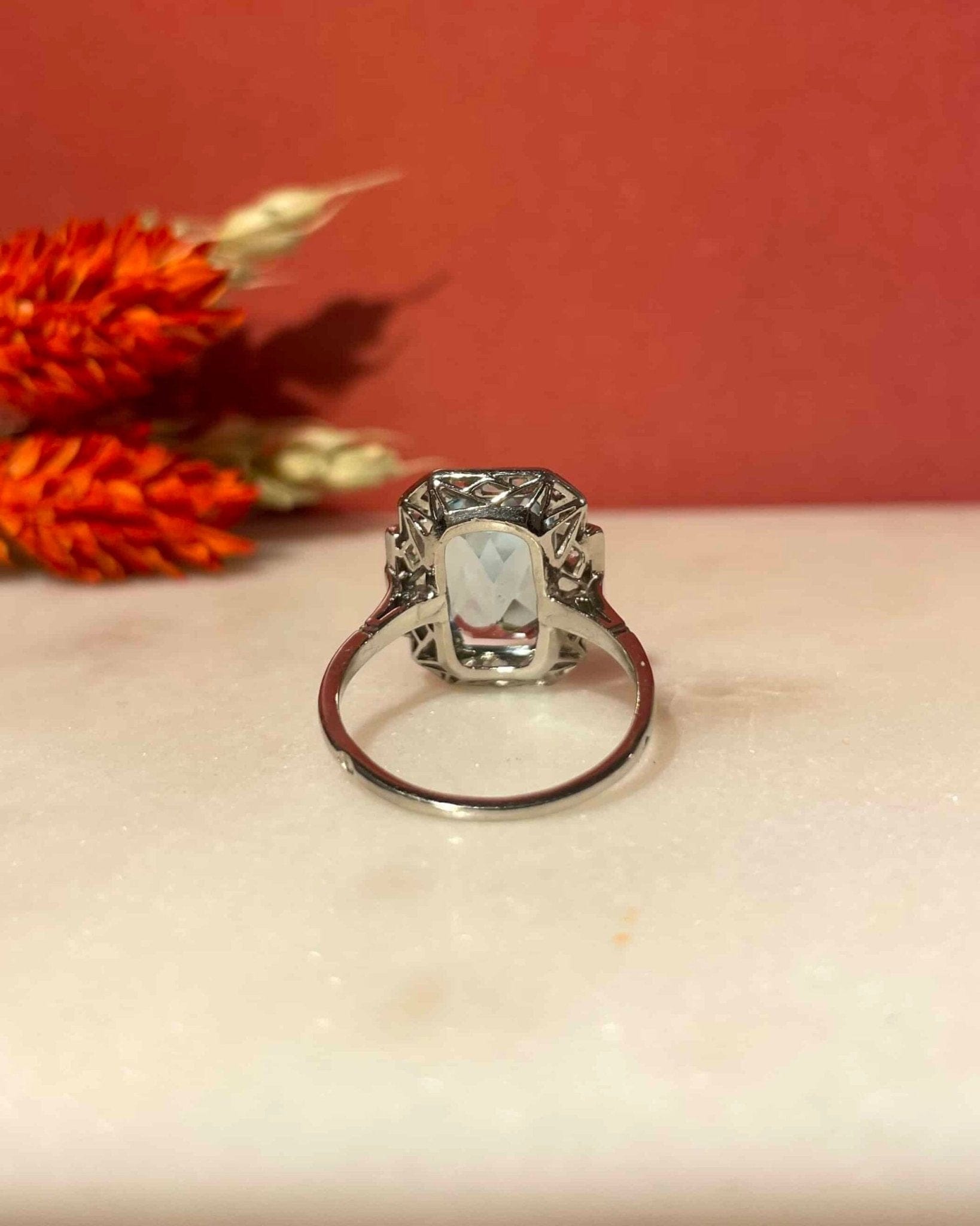 Bague Art - Déco Topaze 6.90 Carats &amp; Diamants "Selena" - Elliade Paris