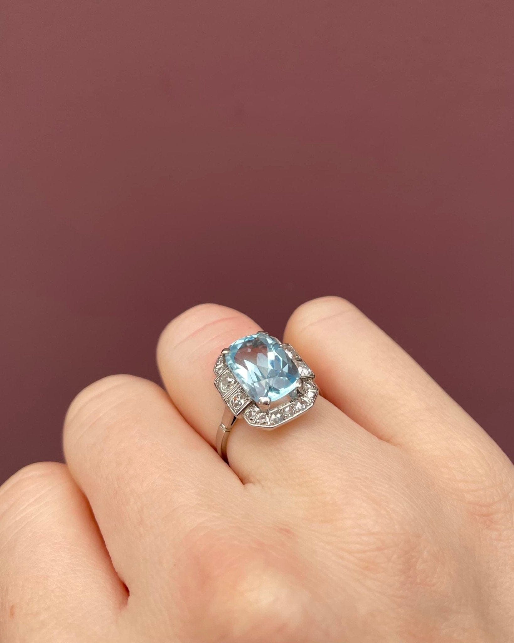 Bague Art - Déco Topaze 6.90 Carats &amp; Diamants "Selena" - Elliade Paris