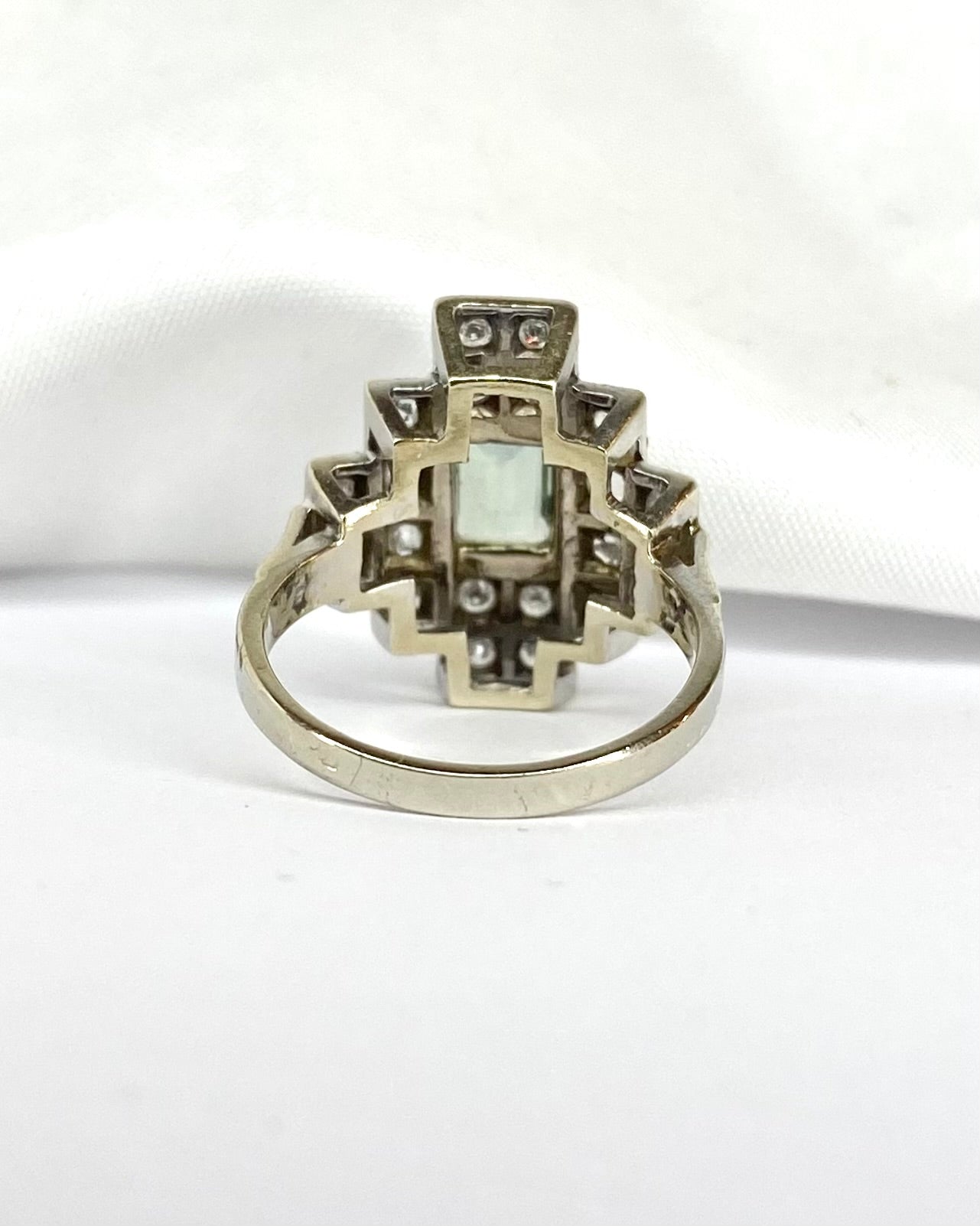Bague Art Déco Tourmaline 0.74 carat &amp; 20 Diamants "Anastasia" - Elliade Paris