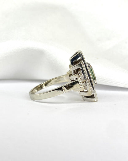Bague Art Déco Tourmaline 0.74 carat &amp; 20 Diamants &quot;Anastasia&quot; - Elliade Paris