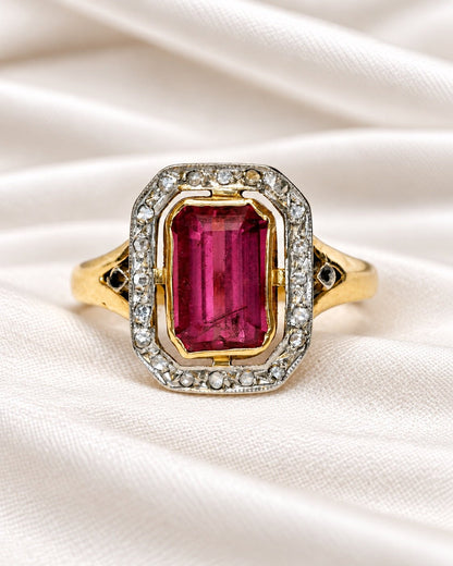 Bague Art-Déco Tourmaline 1.75 carat &amp; Diamants "Sandra" - Elliade Paris