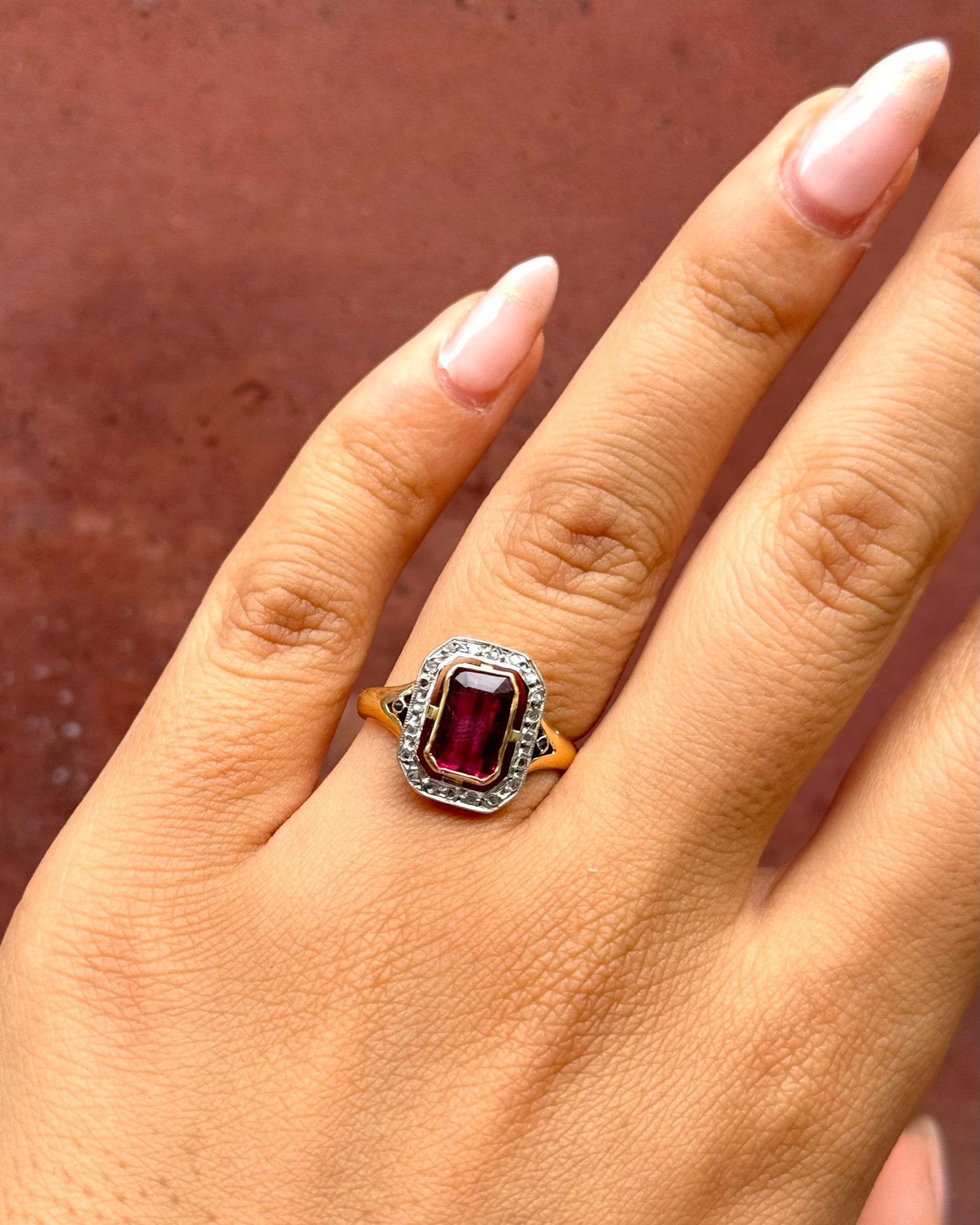 Bague Art-Déco Tourmaline 1.75 carat &amp; Diamants "Sandra" - Elliade Paris