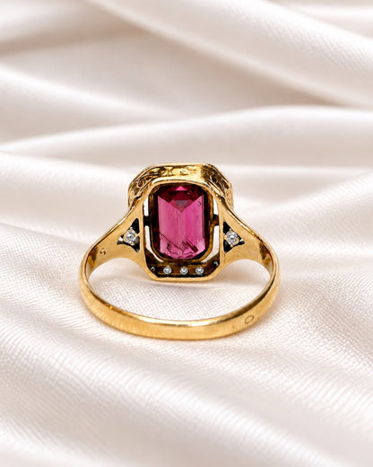 Bague Art-Déco Tourmaline 1.75 carat &amp; Diamants "Sandra" - Elliade Paris