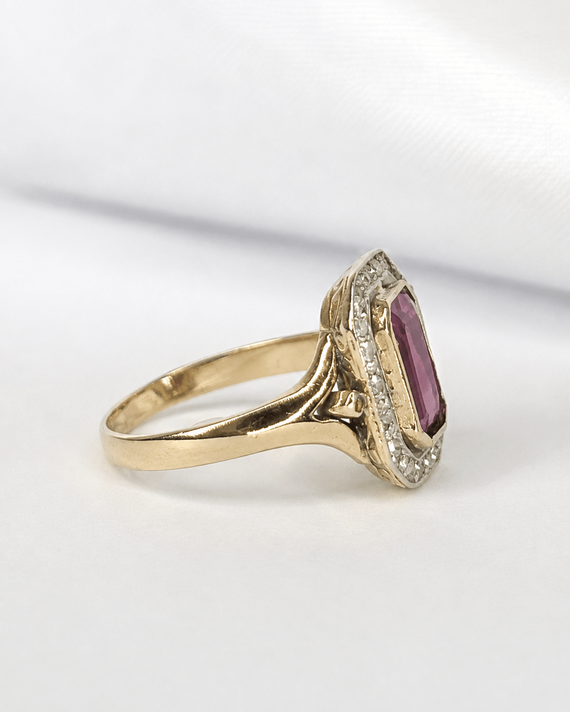 Bague Art-Déco Tourmaline 1.75 carat &amp; Diamants "Sandra" - Elliade Paris