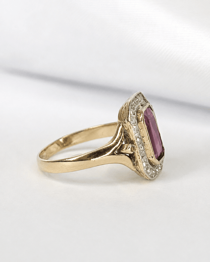 Bague Art-Déco Tourmaline 1.75 carat &amp; Diamants "Sandra" - Elliade Paris