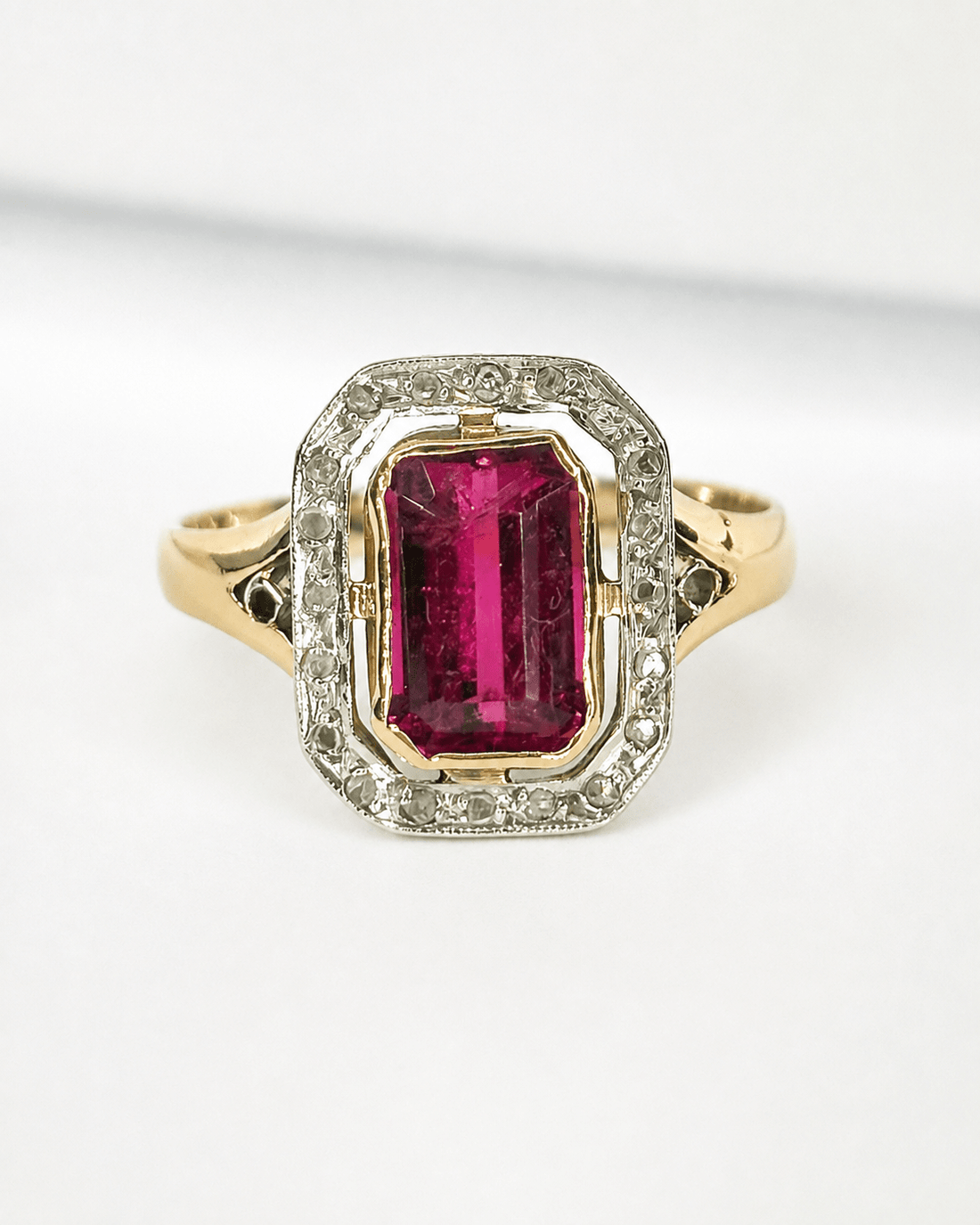 Bague Art-Déco Tourmaline 1.75 carat &amp; Diamants "Sandra" - Elliade Paris