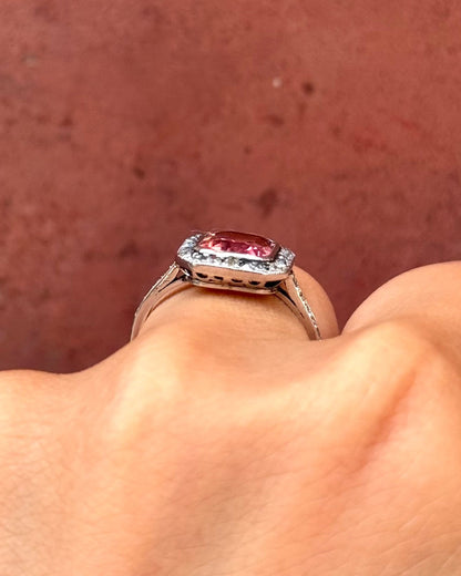 Bague Art-Déco Tourmaline 2.18 carats &amp; 32 Diamants "Lauriane" - Elliade Paris