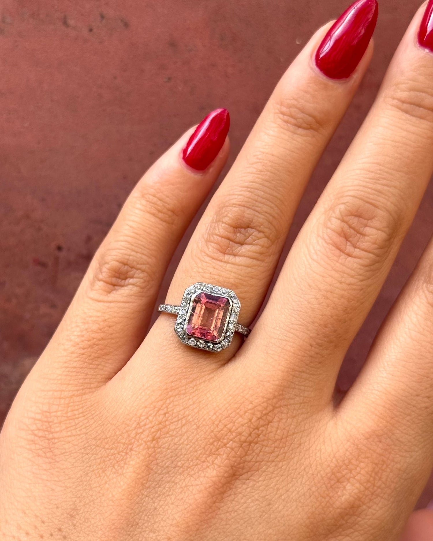 Bague Art-Déco Tourmaline 2.18 carats &amp; 32 Diamants "Lauriane" - Elliade Paris