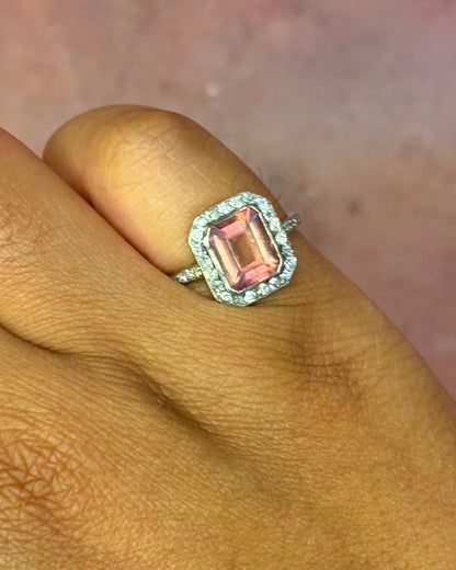 Bague Art-Déco Tourmaline 2.18 carats &amp; Diamants "Lauriane" - Elliade Paris