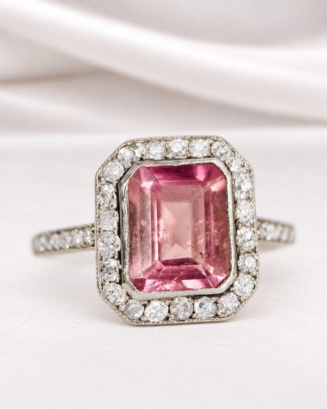 Bague Art-Déco Tourmaline 2.18 carats &amp; Diamants "Lauriane" - Elliade Paris