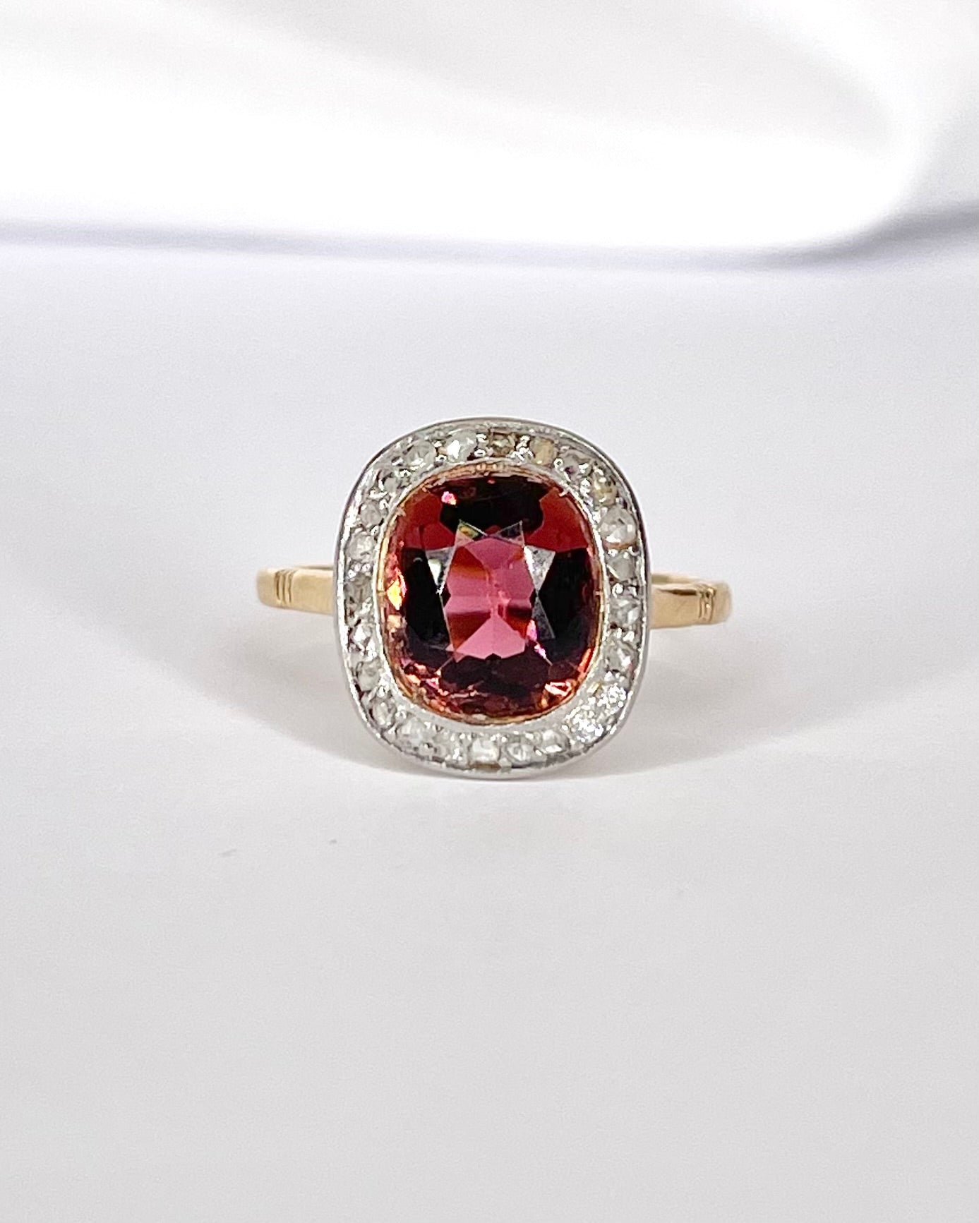Bague Art - Déco Tourmaline 2.60 carats &amp; Diamants 0.25 carat "Justine" - Elliade Paris