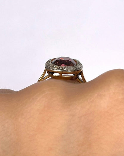 Bague Art - Déco Tourmaline 2.60 carats &amp; Diamants 0.25 carat "Justine" - Elliade Paris
