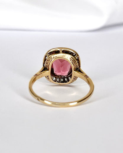 Bague Art - Déco Tourmaline 2.60 carats &amp; Diamants 0.25 carat "Justine" - Elliade Paris