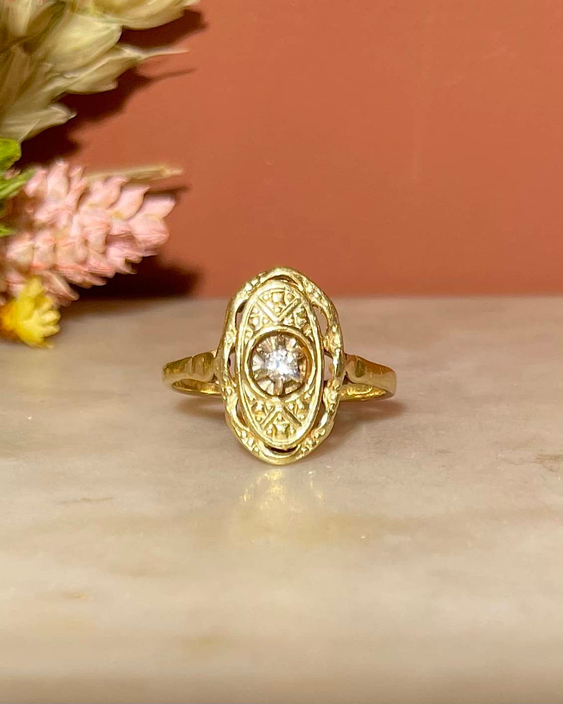 Bague Art - Déco vintage Diamant &quot;Aurya&quot; - Elliade Paris