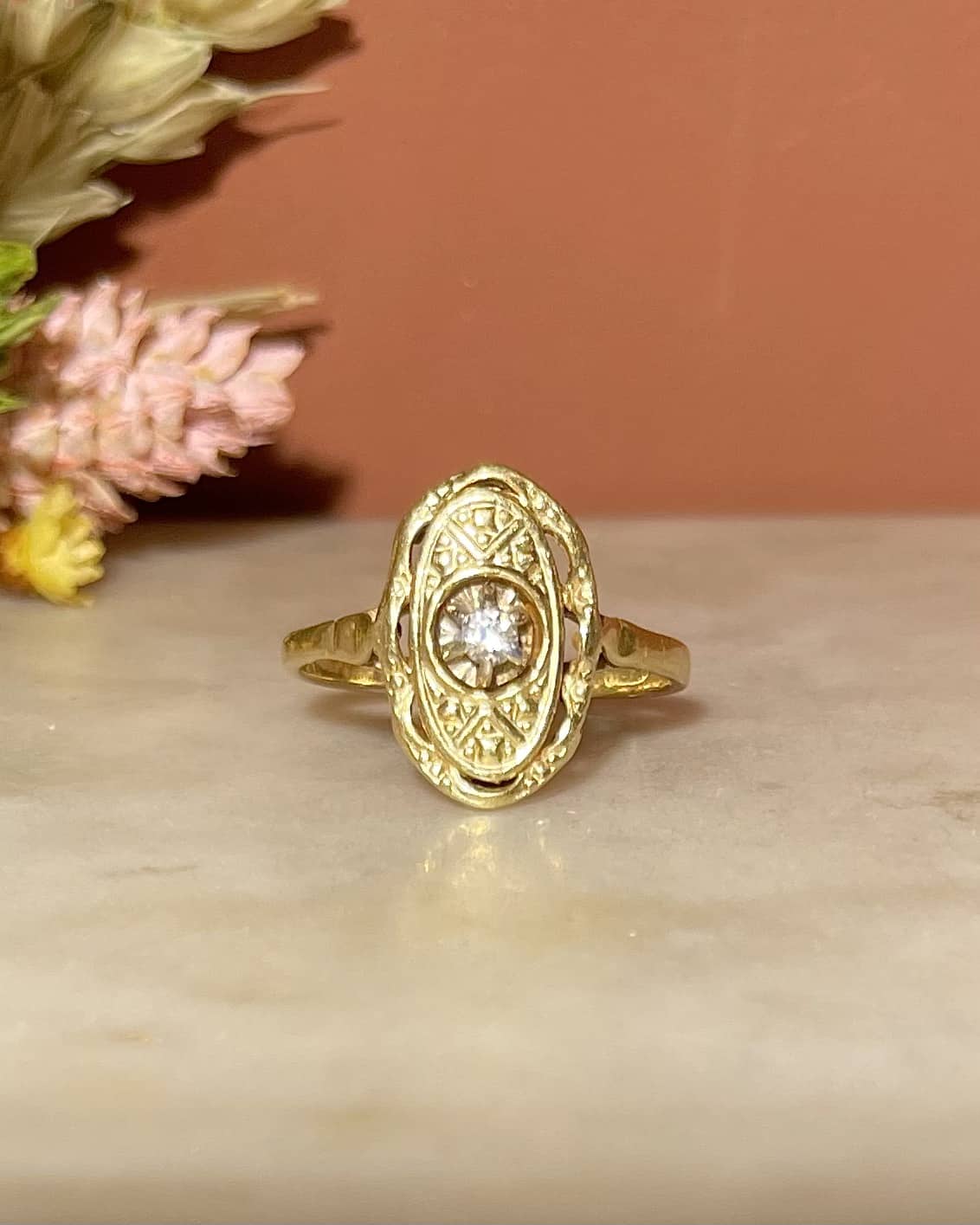 Bague Art - Déco vintage Diamant &quot;Aurya&quot; - Elliade Paris