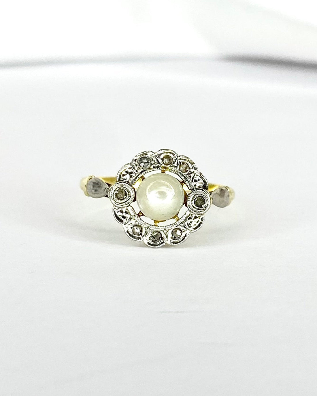 Bague Art - Nouveau Perle &amp; Diamants "Blanche" - Elliade Paris