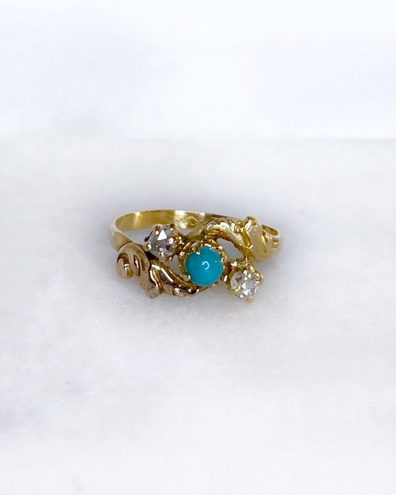 Bague Art - nouveau Turquoise &amp; Diamants "Naeva" - Elliade Paris