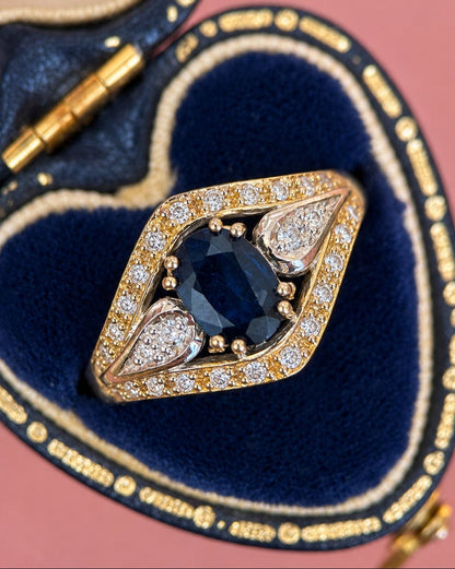 Bague Bandeau Saphir 0.70 carat &amp; Diamants 0.28 carat "Eliane" - Elliade Paris