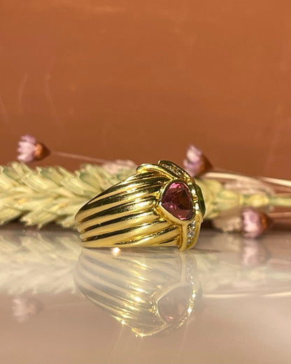 Bague Bandeau Toi &amp; Moi Péridot, Tourmaline Rose &amp; Diamants &quot;Alba&quot; - Elliade Paris