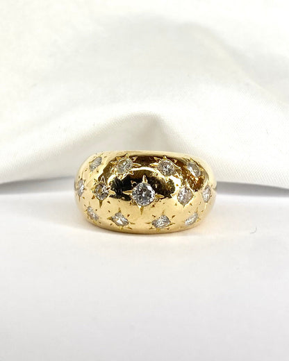 Bague Boule Diamants 1 carat &amp; Or Jaune 9.32 g &quot;Amélie&quot; - Elliade Paris
